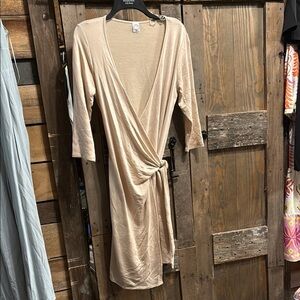 Sun n Moon Beige Wrap Dress